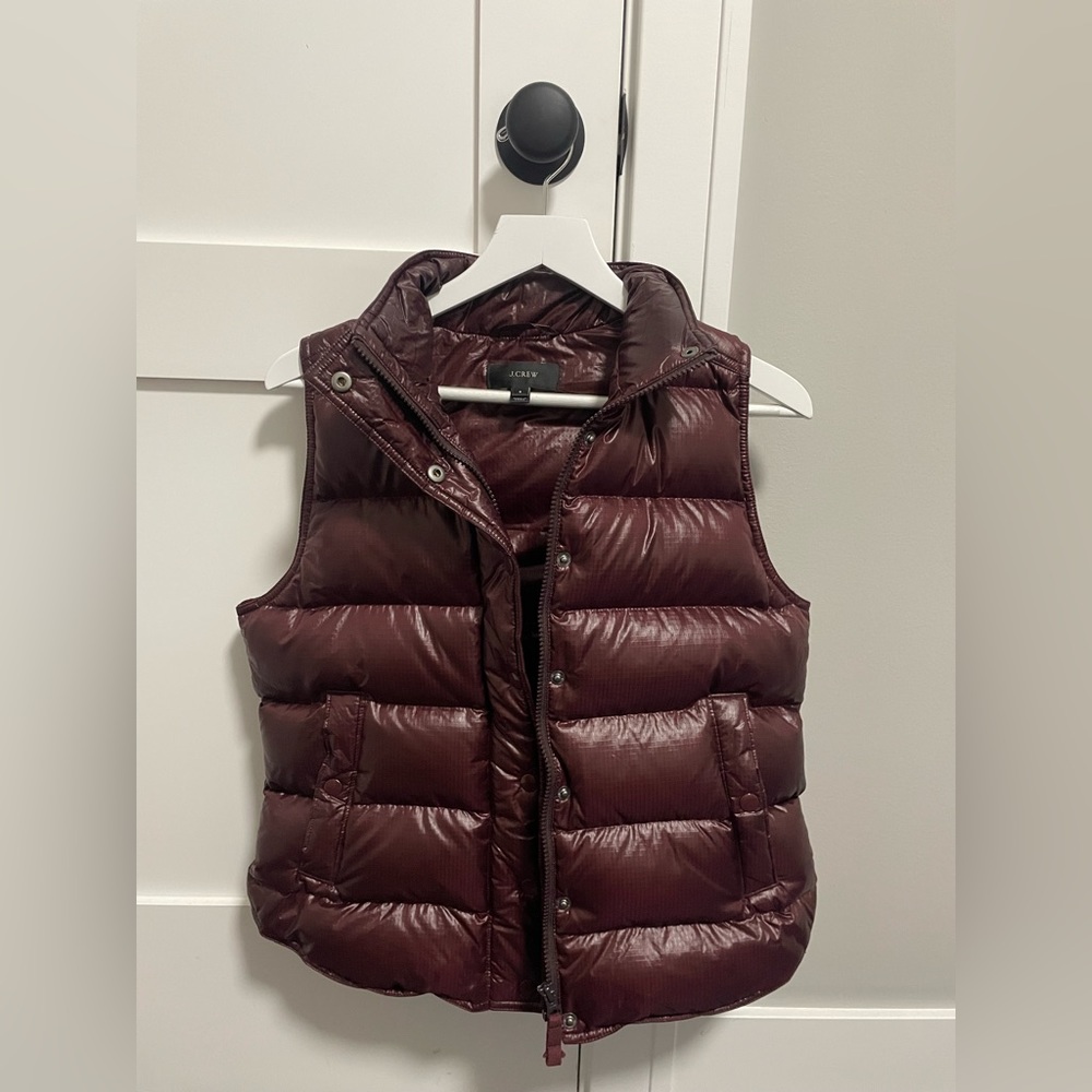 Maroon JCrew Down-Filled Puffer Vest